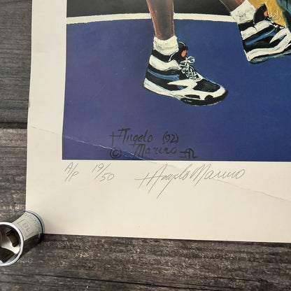 VTG '92 ORLANDO MAGIC SHAQUILLE O'NEAL ANGELO MARINO SIGNED LITHO POSTER /50 PO1 Yesterday's Fits Clothing Fashion Vintage Streetwear Fashion Item