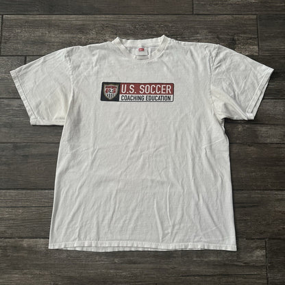VTG 1998 USA SOCCER COACHING EDUCATION WHITE T-SHIRT US NATIONAL TEAM SZ L Yesterday's Fits Clothing Fashion Vintage Streetwear Fashion Item