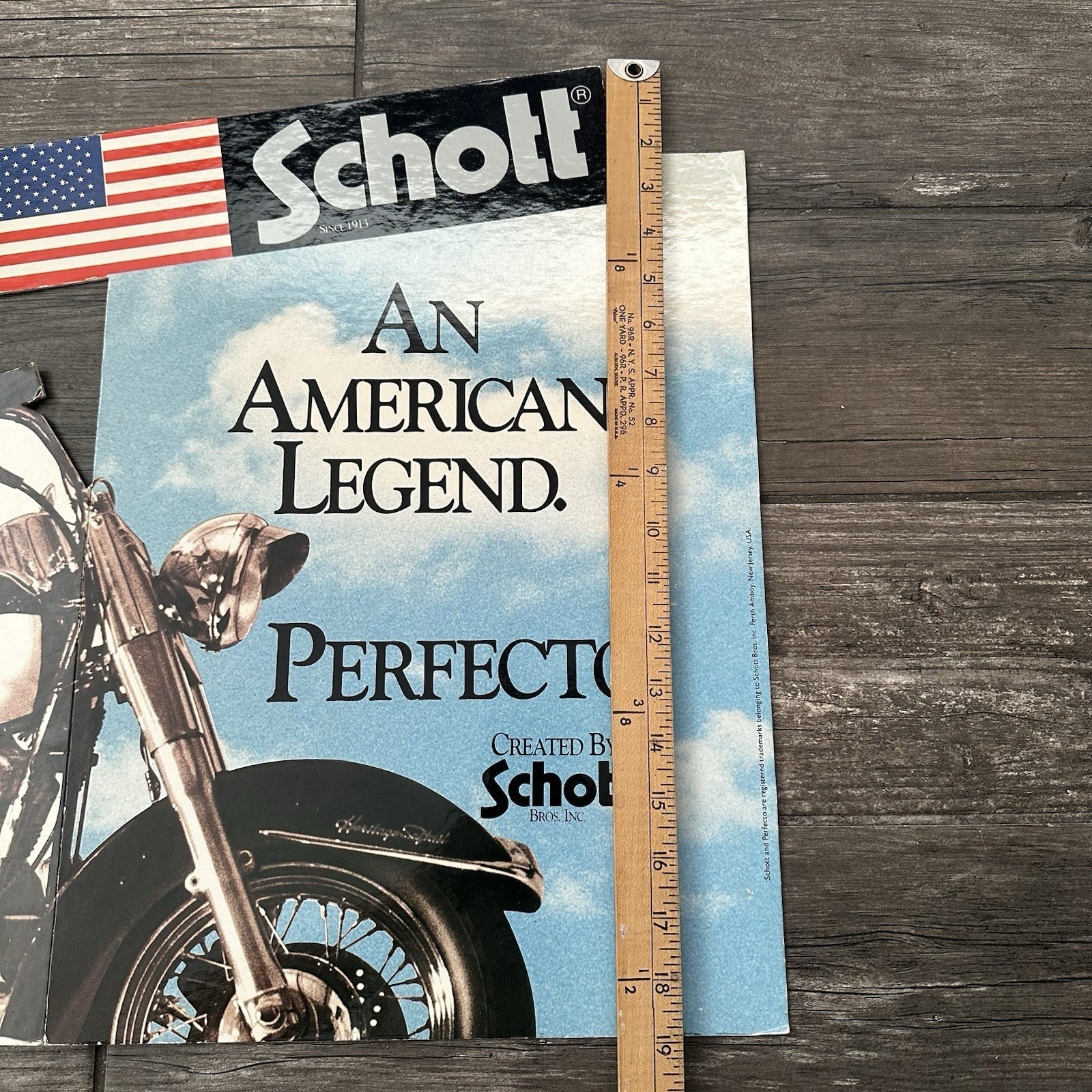 VTG SCHOTT PERFECTO AN AMERICAN LEGEND ADVERTISING DISPLAY CUT-OUT SIGN BRANDO Yesterday's Fits Clothing Fashion Vintage Streetwear Fashion Item