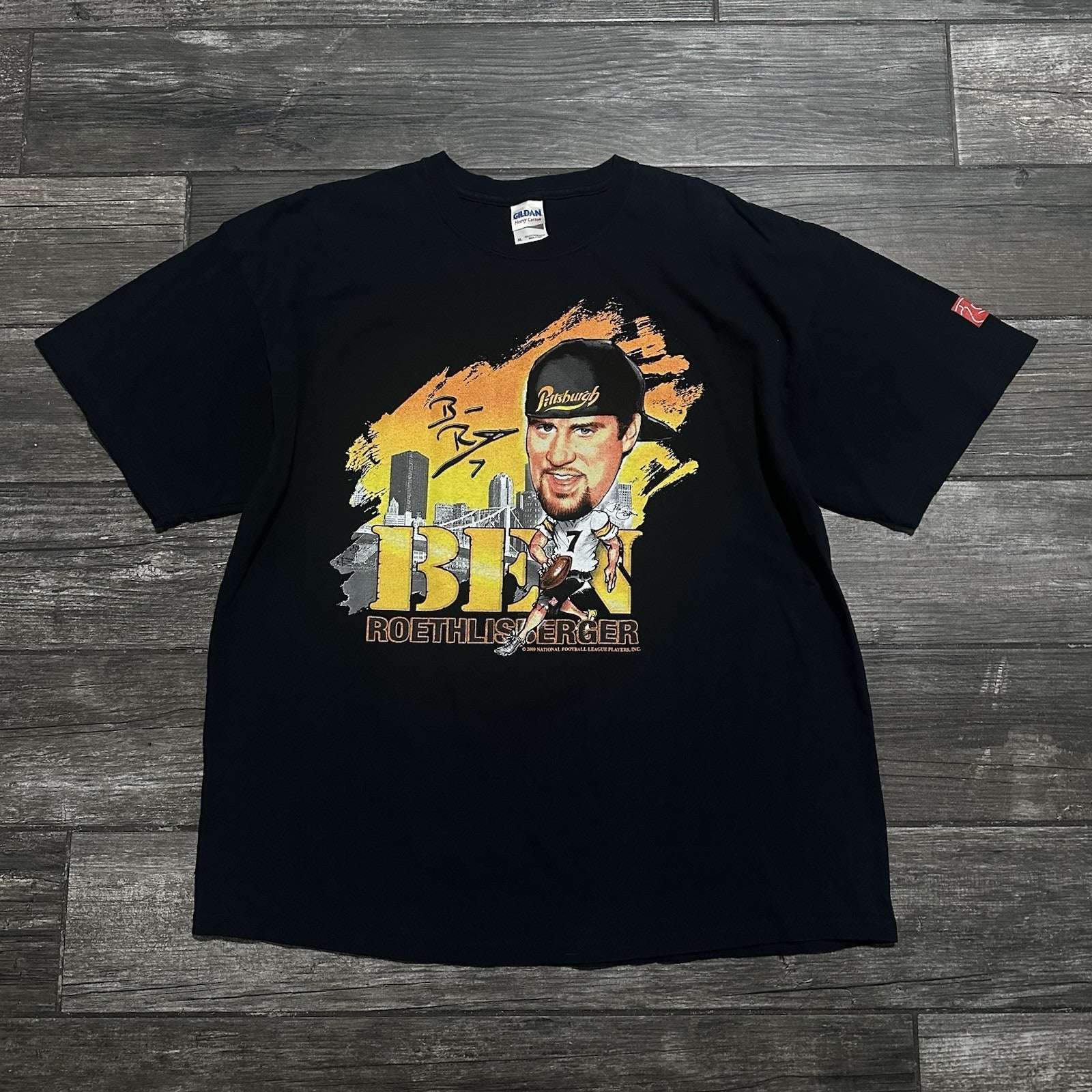 VTG Y2K PITTSBURGH STEELERS BEN ROETHLISBERGER CHARACTER T-SHIRT BLACK XL Yesterday's Fits Clothing Fashion Vintage Streetwear Fashion Item