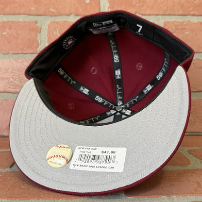 NEW ERA LOS ANGELES DODGERS PLAIN LOGO MAROON WHITE FITTED BASEBALL CAP 7 HAT Yesterday's Fits Clothing Fashion Vintage Streetwear Fashion Item