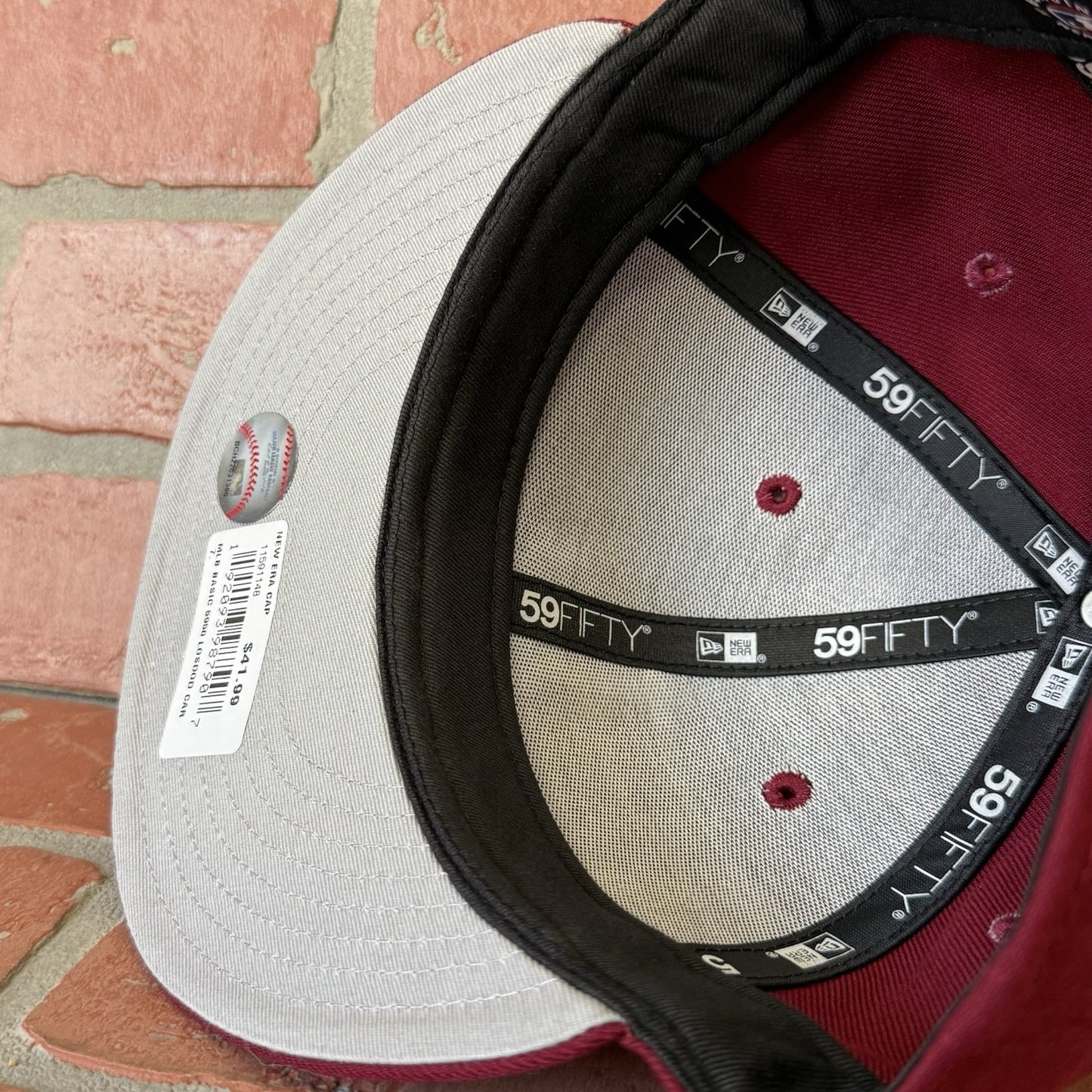 NEW ERA LOS ANGELES DODGERS PLAIN LOGO MAROON WHITE FITTED BASEBALL CAP 7 HAT Yesterday's Fits Clothing Fashion Vintage Streetwear Fashion Item