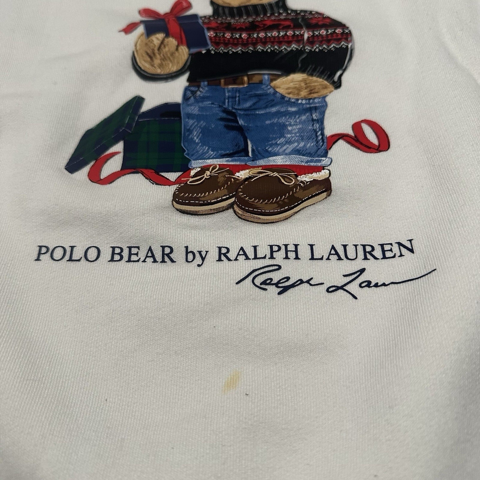 POLO RALPH LAUREN CHRISTMAS HOLIDAY BEAR WHITE CREWNECK SWEATSHIRT SZ S PRESENT Yesterday's Fits Clothing Fashion Vintage Streetwear Fashion Item