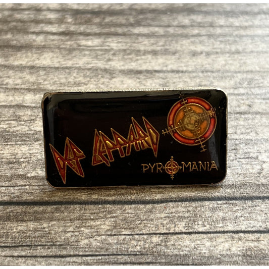 VTG 80s DEF LEPPARD PYROMANIA ENAMEL PIN MUSIC CONCERT PROMO Yesterday's Fits Clothing Fashion Vintage Streetwear Fashion Item