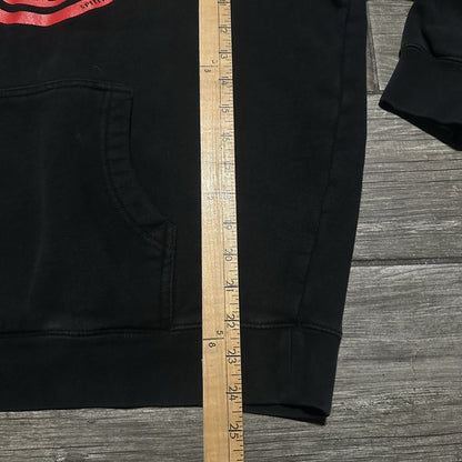 Y2K SPITFIRE SKATE HOODIE SWEATSHIRT BLACK RED PULLOVER FADED DISTRESSED SZ M Yesterday's Fits Clothing Fashion Vintage Streetwear Fashion Item