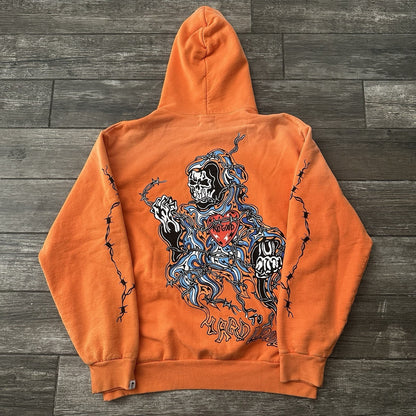 NWT WARREN LOTAS YARD LOVE NO GOOD ORANGE HEAVY SKULL HOODIE SWEATSHIRT SZ XXL Warren Lotas Clothing Fashion Vintage Streetwear Fashion Item