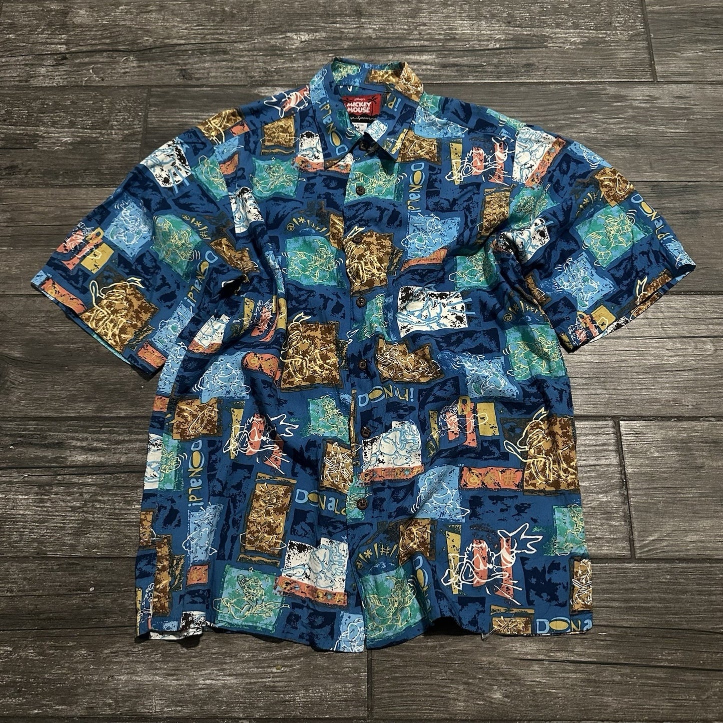 REYN SPOONER DISNEY MICKEY MOUSE BUTTON UP HAWAIIAN SHIRT BLUE SZ M 100% RAYON Yesterday's Fits Clothing Fashion Vintage Streetwear Fashion Item