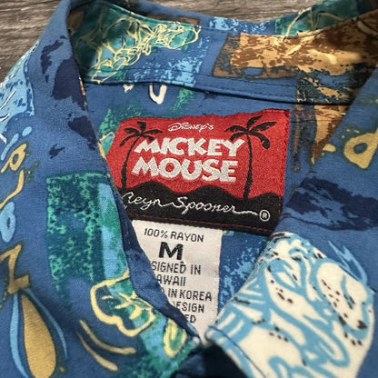 REYN SPOONER DISNEY MICKEY MOUSE BUTTON UP HAWAIIAN SHIRT BLUE SZ M 100% RAYON Yesterday's Fits Clothing Fashion Vintage Streetwear Fashion Item