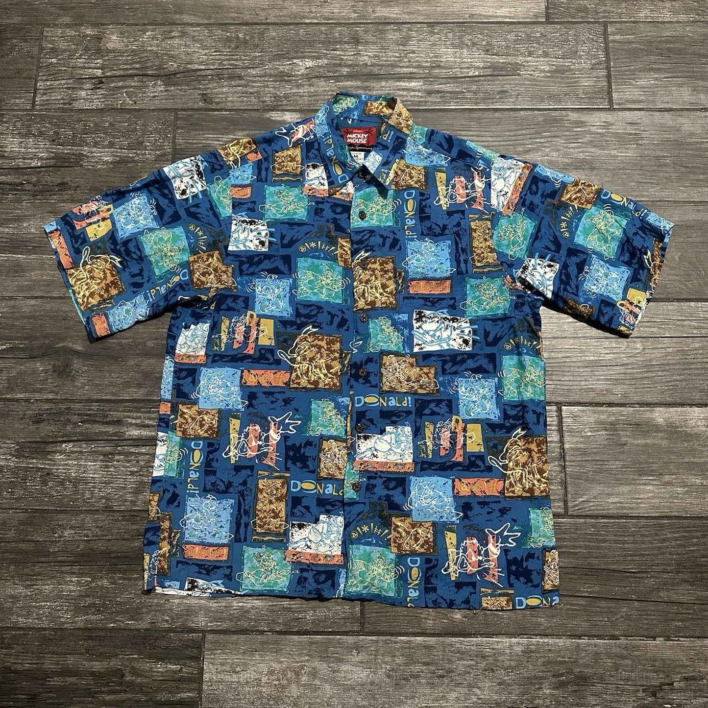 REYN SPOONER DISNEY MICKEY MOUSE BUTTON UP HAWAIIAN SHIRT BLUE SZ M 100% RAYON Yesterday's Fits Clothing Fashion Vintage Streetwear Fashion Item