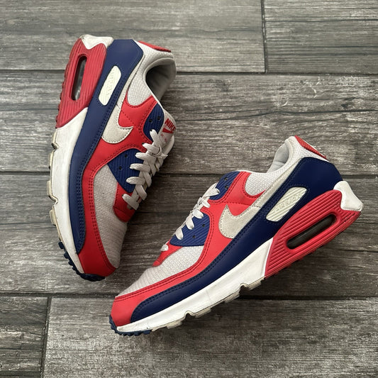 NIKE AIR MAX 90 CW5456-100 USA 2020 WHITE RED BLUE SZ 11.5 SNEAKERS NO BOX Yesterday's Fits Clothing Fashion Vintage Streetwear Fashion Item