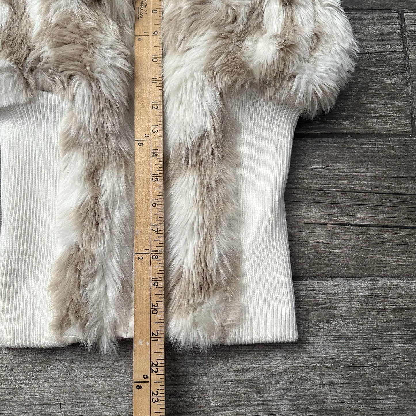 Y2K CI SONO BY CAVALINI FAUX FUR SATIN LINED WHITE RIBBED VEST WMNS SZ M