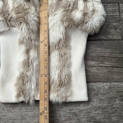 Y2K CI SONO BY CAVALINI FAUX FUR SATIN LINED WHITE RIBBED VEST WMNS SZ M