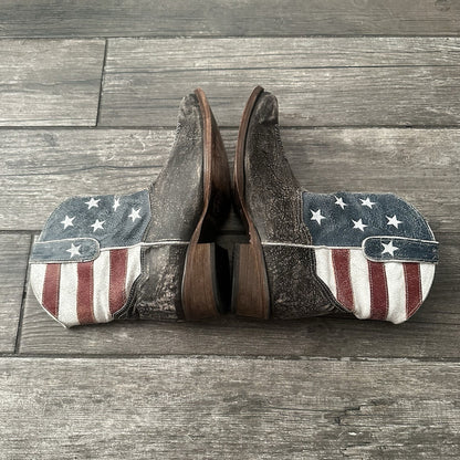 ROPER AMERICAN BEAUTY FLAG DISTRESSED WESTERN BOOTS WMNS 11 NO BOX SNEAKERS Yesterday's Fits Clothing Fashion Vintage Streetwear Fashion Item