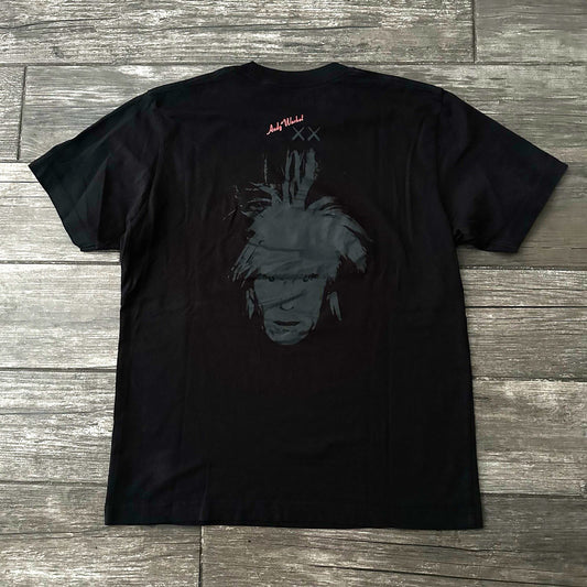 KAWS ANDY WARHOL BLACK GRAPHIC T-SHIRT SHORT SLEEVE ART TEE PHOTO SZ M Yesterday's Fits Clothing Fashion Vintage Streetwear Fashion Item