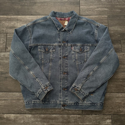VTG LEVI'S FLANNEL LINED BLUE DENIM TRUCKER JACKET COAT 70614 0389 SZ XL Levi's Clothing Fashion Vintage Streetwear Fashion Item