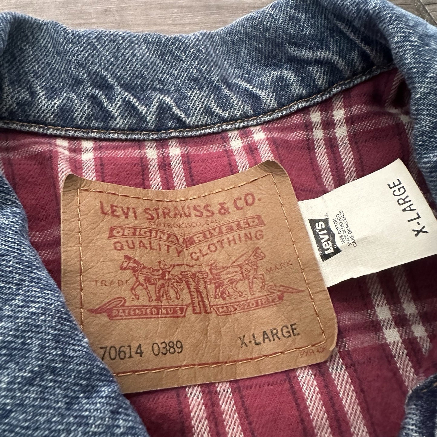 VTG LEVI'S FLANNEL LINED BLUE DENIM TRUCKER JACKET COAT 70614 0389 SZ XL Levi's Clothing Fashion Vintage Streetwear Fashion Item