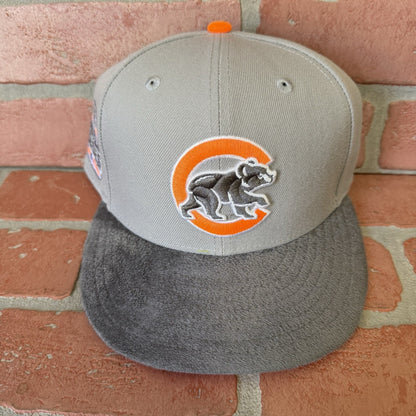 NEW ERA CHICAGO CUBS 2016 WS CHAMPS PATCH VELOUR GREY ORANGE SZ 7 FITTED HAT Yesterday's Fits Clothing Fashion Vintage Streetwear Fashion Item