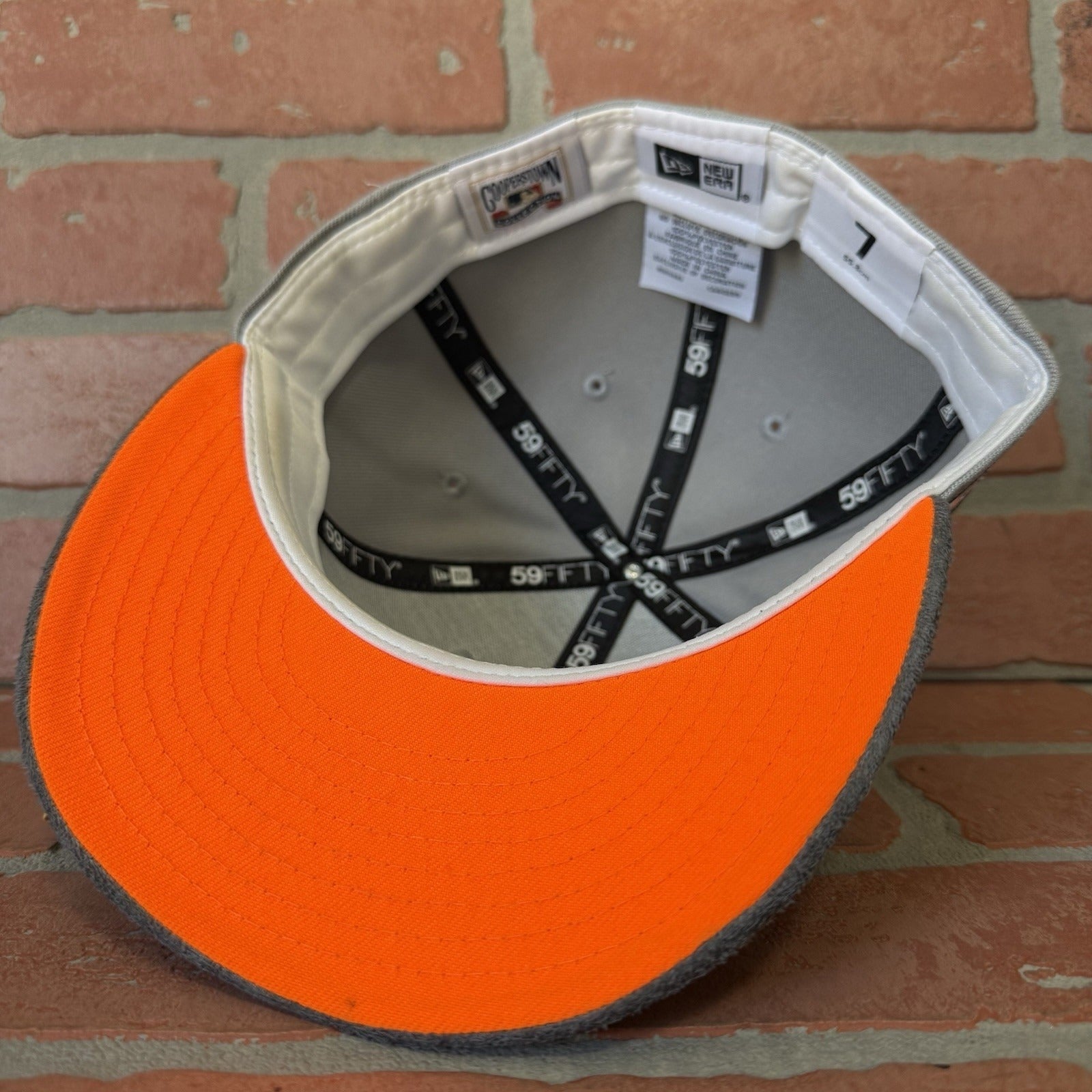NEW ERA CHICAGO CUBS 2016 WS CHAMPS PATCH VELOUR GREY ORANGE SZ 7 FITTED HAT Yesterday's Fits Clothing Fashion Vintage Streetwear Fashion Item