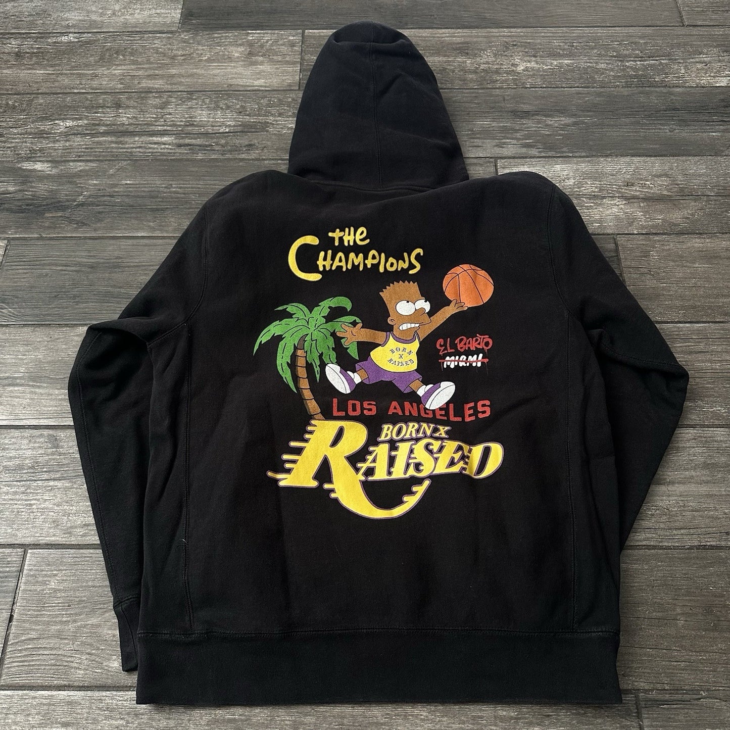 BORN X RAISED LOS ANGELES LAKERS EL BARTO BART SIMPSON BLACK HOODIE BASKETBALL L Yesterday's Fits Clothing Fashion Vintage Streetwear Fashion Item