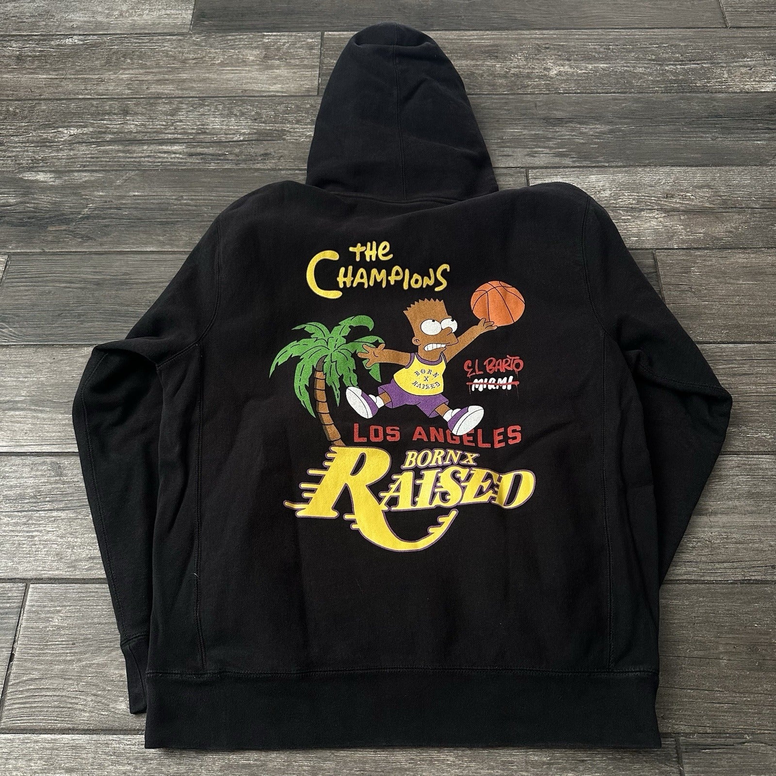 BORN X RAISED LOS ANGELES LAKERS EL BARTO BART SIMPSON BLACK HOODIE BASKETBALL L Yesterday's Fits Clothing Fashion Vintage Streetwear Fashion Item