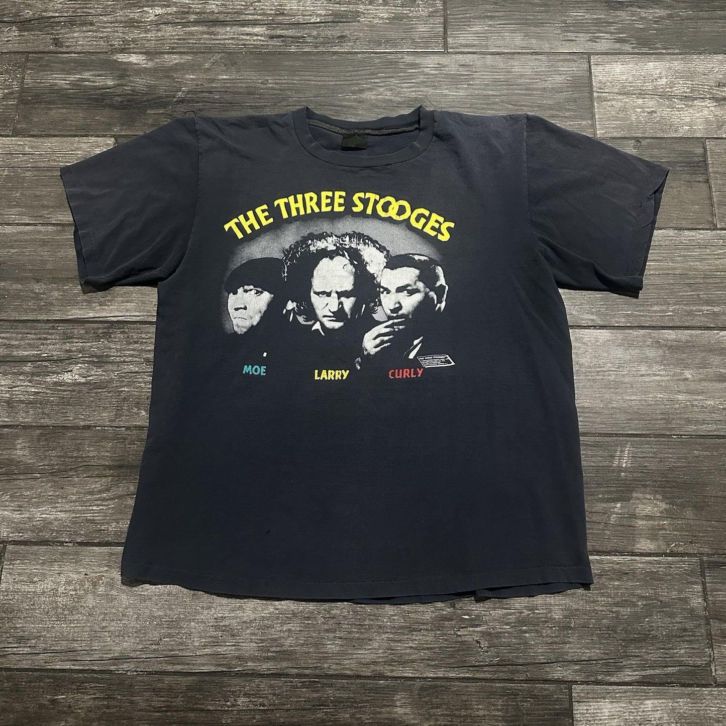 VTG 1988 THE THREE STOOGES FADED GRAPHIC T-SHIRT SZ XL LARRY CURLY MOE Yesterday's Fits Clothing Fashion Vintage Streetwear Fashion Item