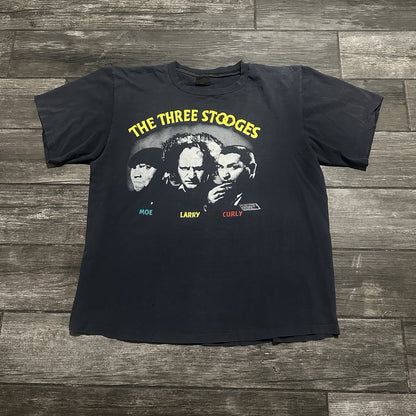 VTG 1988 THE THREE STOOGES FADED GRAPHIC T-SHIRT SZ XL LARRY CURLY MOE Yesterday's Fits Clothing Fashion Vintage Streetwear Fashion Item