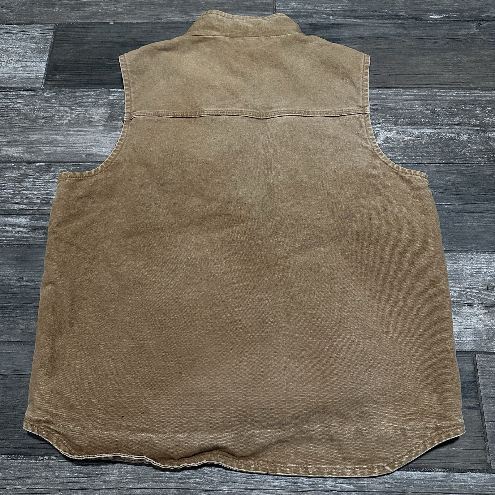 CARHARTT SANDSTONE CANVAS SHERPA LINED WORKVEST SLEEVELESS JACKET SZ L V33-211 Yesterday's Fits Clothing Fashion Vintage Streetwear Fashion Item