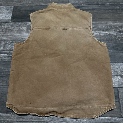 CARHARTT SANDSTONE CANVAS SHERPA LINED WORKVEST SLEEVELESS JACKET SZ L V33-211 Yesterday's Fits Clothing Fashion Vintage Streetwear Fashion Item