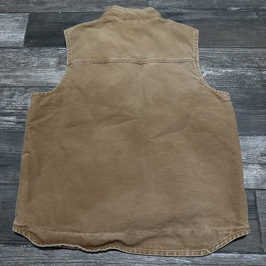 CARHARTT SANDSTONE CANVAS SHERPA LINED WORKVEST SLEEVELESS JACKET SZ L V33-211 Yesterday's Fits Clothing Fashion Vintage Streetwear Fashion Item