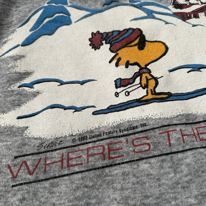 VTG 80'S PEANUTS 'WHERE'S THE CHICKS?' WOODSTOCK SKIING GREY SWEATSHIRT SZ 2XL Yesterday's Fits Clothing Fashion Vintage Streetwear Fashion Item