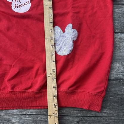 DISNEY PARKS MINNIE MOUSE RED ALL OVER PRINT PATCH SWEATSHIRT WMNS XL CREWNECK Yesterday's Fits Clothing Fashion Vintage Streetwear Fashion Item