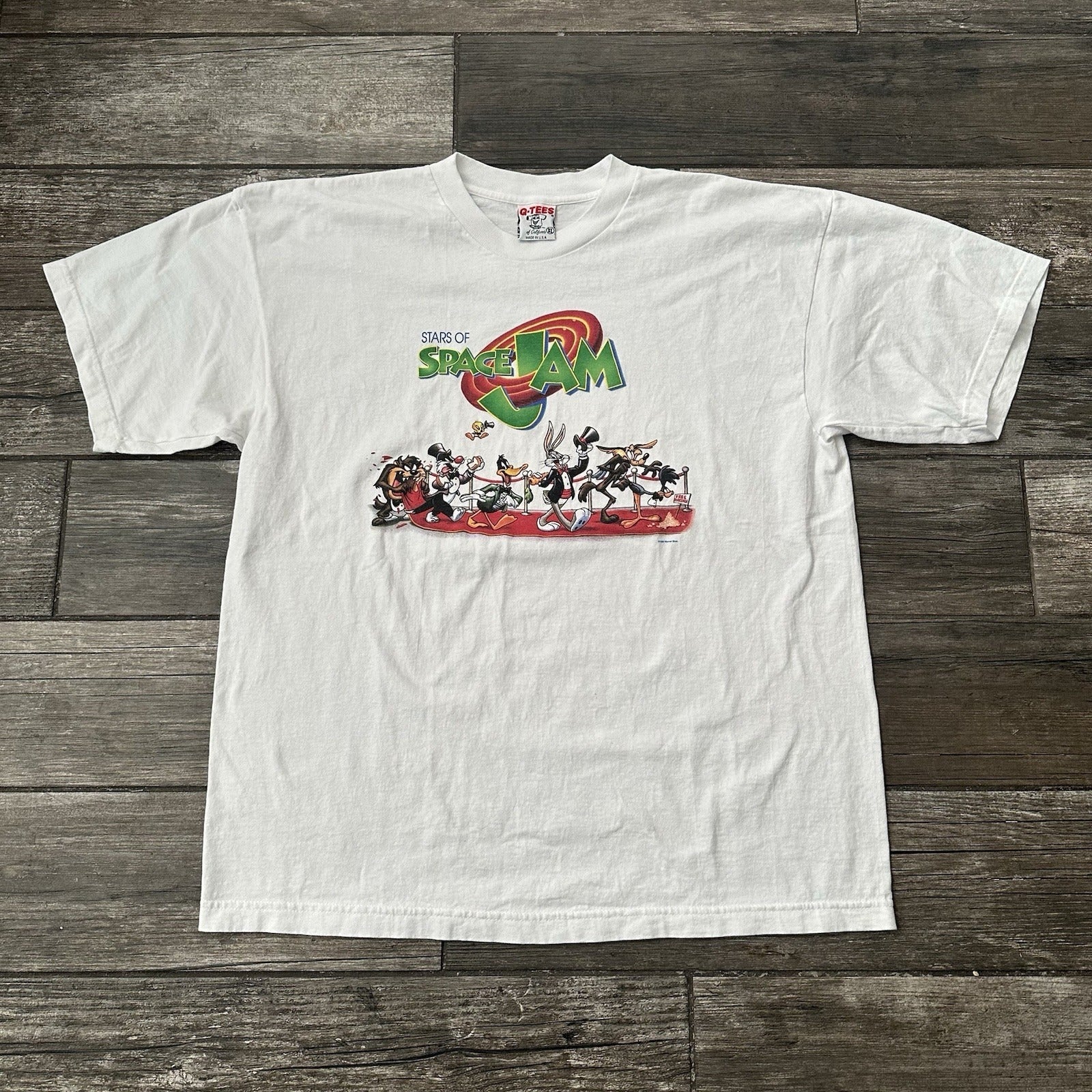 VTG 1996 WARNER BROS LOONEY TUNES SPACE JAM MOVIE PREMIERE WHITE T-SHIRT XL Yesterday's Fits Clothing Fashion Vintage Streetwear Fashion Item