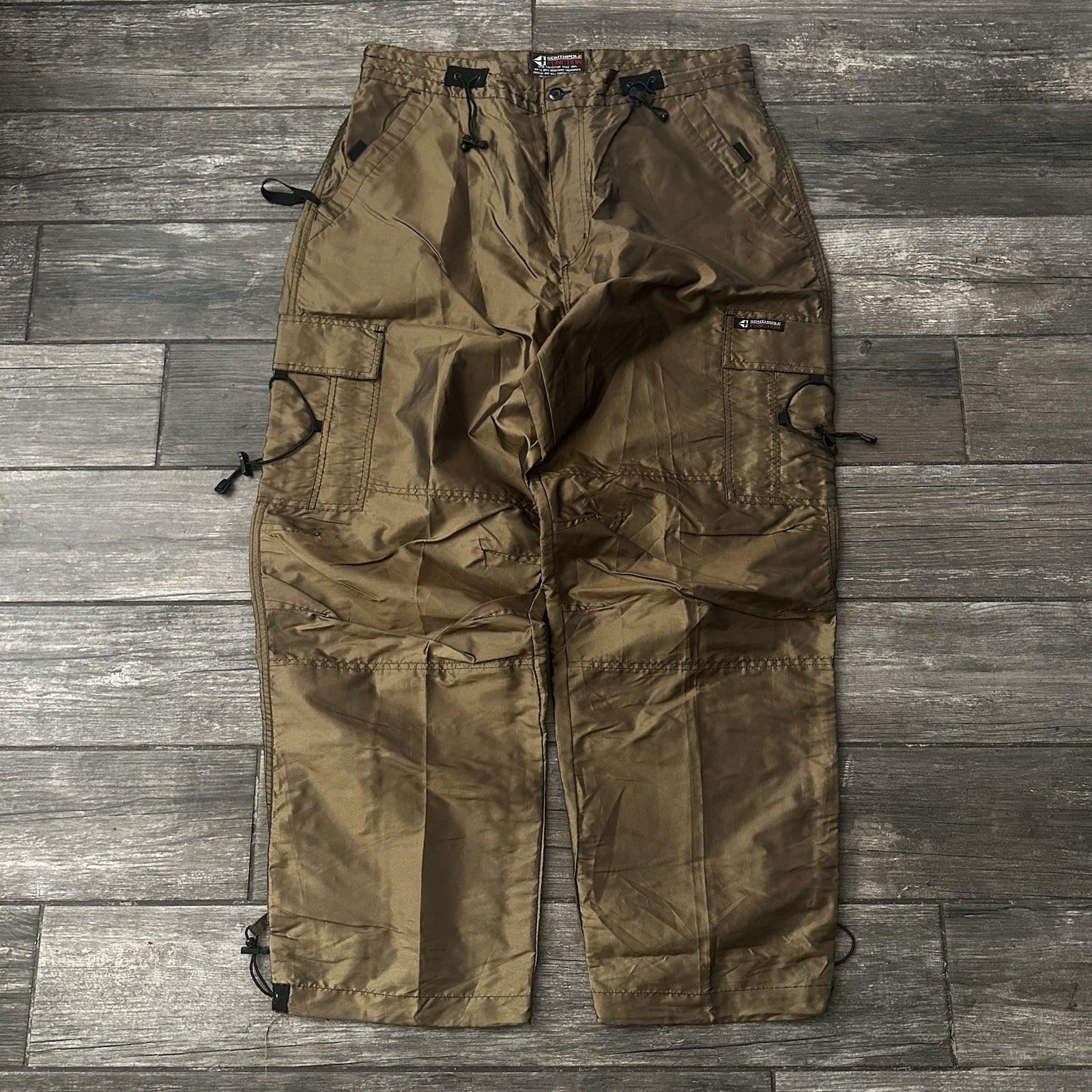 Y2K SOUTHPOLE FUNCTION BAGGY WIDE LEG BRONZE WINDBREAKER TRACK PANTS XL CARGO Yesterday's Fits Clothing Fashion Vintage Streetwear Fashion Item