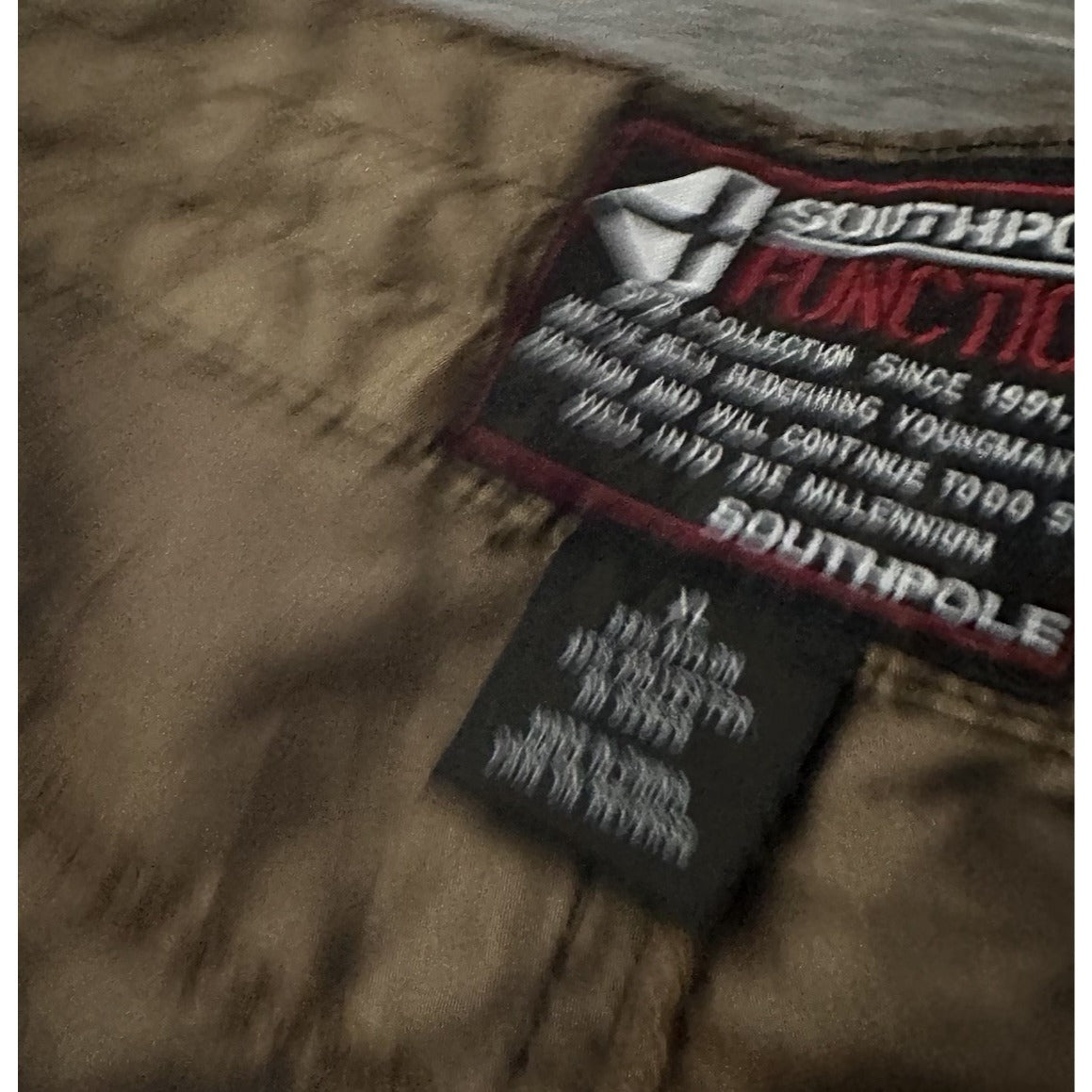 Y2K SOUTHPOLE FUNCTION BAGGY WIDE LEG BRONZE WINDBREAKER TRACK PANTS XL CARGO Yesterday's Fits Clothing Fashion Vintage Streetwear Fashion Item