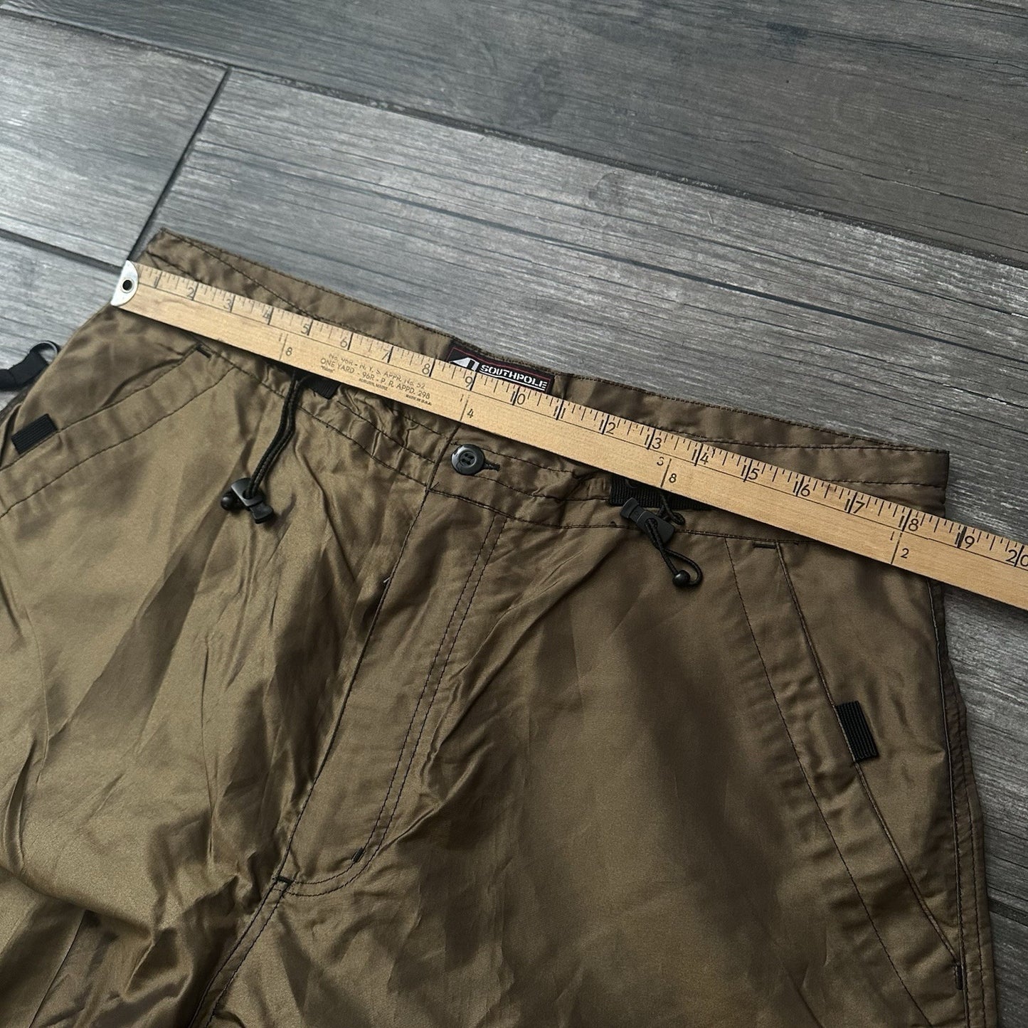 Y2K SOUTHPOLE FUNCTION BAGGY WIDE LEG BRONZE WINDBREAKER TRACK PANTS XL CARGO Yesterday's Fits Clothing Fashion Vintage Streetwear Fashion Item