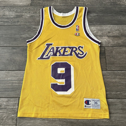 VTG CHAMPION LOS ANGELES LAKERS NICK VAN EXEL YELLOW BASKETBALL JERSEY SZ S 36 Yesterday's Fits Clothing Fashion Vintage Streetwear Fashion Item