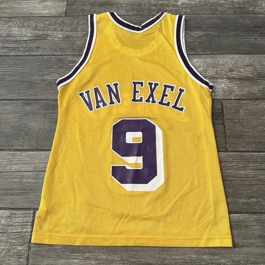 VTG CHAMPION LOS ANGELES LAKERS NICK VAN EXEL YELLOW BASKETBALL JERSEY SZ S 36 Yesterday's Fits Clothing Fashion Vintage Streetwear Fashion Item