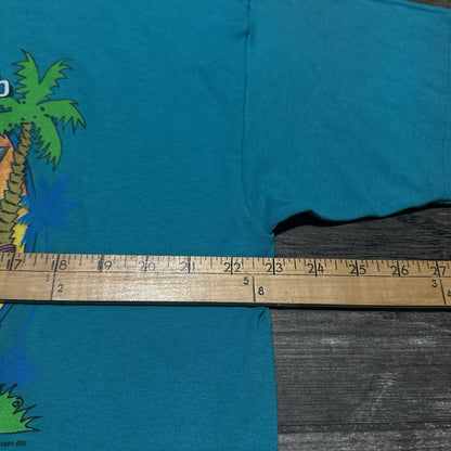 VTG 90s SIGNAL SHARK BEACH NOVELTY T-SHIRT BLUE TEAL DESTINATION TRAVEL SZ L Yesterday's Fits Clothing Fashion Vintage Streetwear Fashion Item
