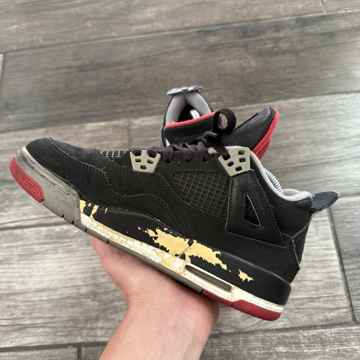 2012 AIR JORDAN 4 AJR 'BRED' BLACK CEMENT RED RETRO 408452-089 SZ 5Y NO BOX Yesterday's Fits Clothing Fashion Vintage Streetwear Fashion Item