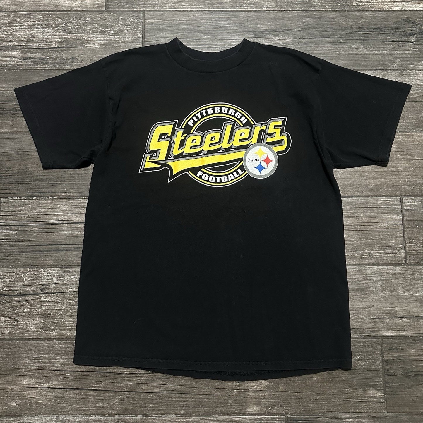 VTG 90s PITTSBURGH STEELERS NFL FOOTBALL LOGO T-SHIRT BLACK SZ XL TULTEX USA Yesterday's Fits Clothing Fashion Vintage Streetwear Fashion Item