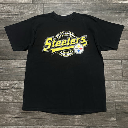 VTG 90s PITTSBURGH STEELERS NFL FOOTBALL LOGO T-SHIRT BLACK SZ XL TULTEX USA Yesterday's Fits Clothing Fashion Vintage Streetwear Fashion Item