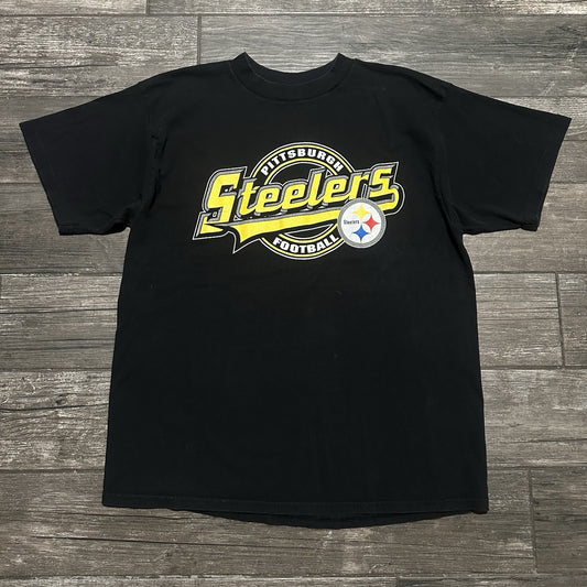 VTG 90s PITTSBURGH STEELERS NFL FOOTBALL LOGO T-SHIRT BLACK SZ XL TULTEX USA Yesterday's Fits Clothing Fashion Vintage Streetwear Fashion Item