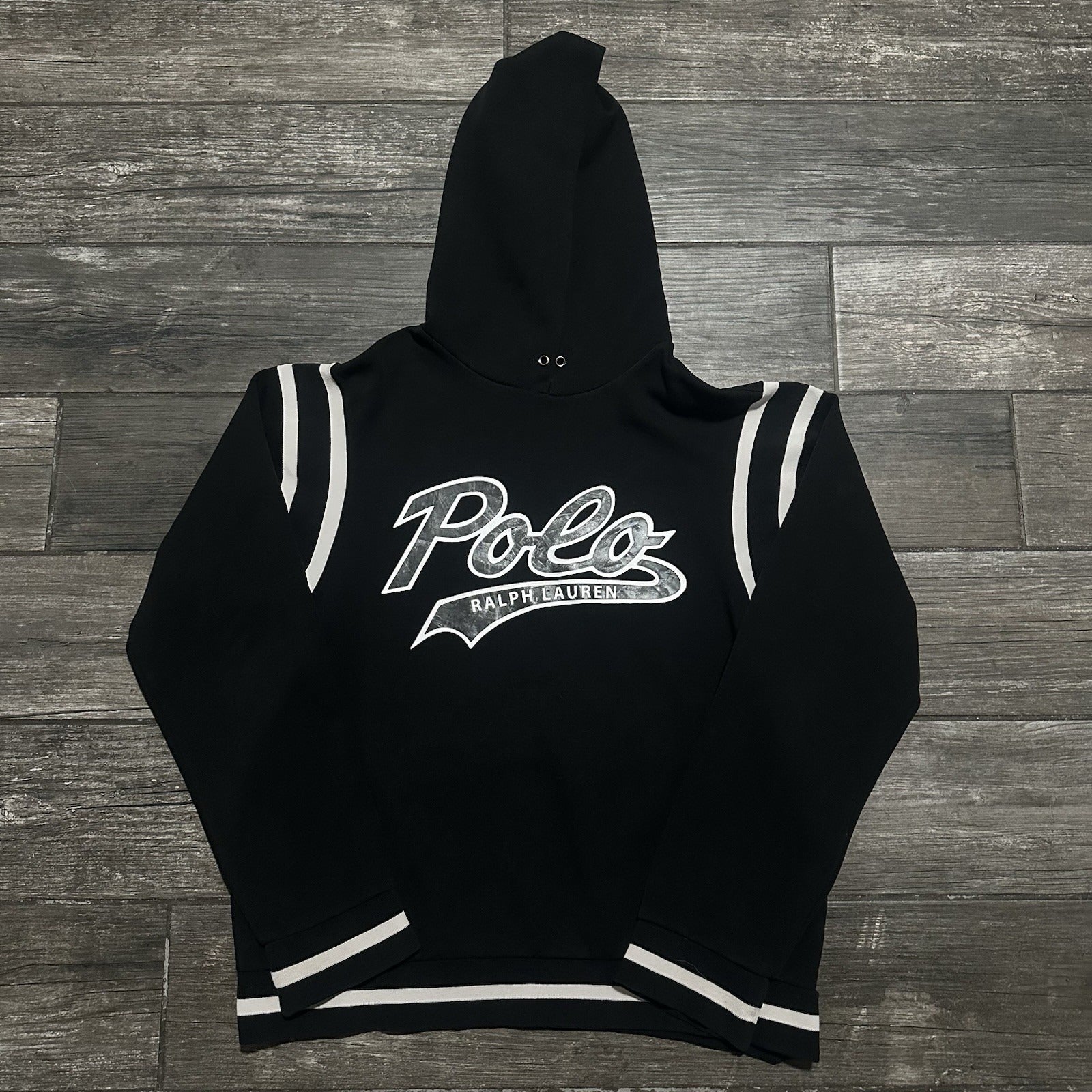 POLO RALPH LAUREN SCRIPT PULLOVER HOODIE SWEATSHIRT SZ M SPELL OUT LOGO Yesterday's Fits Clothing Fashion Vintage Streetwear Fashion Item