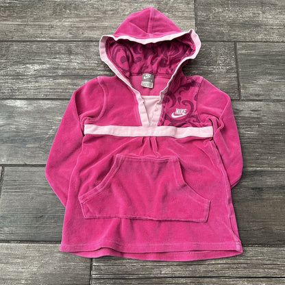 VTG NIKE GIRLS VELOUR PULLOVER LONG HOODIE SWEATSHIRT SZ 4 YOUTH KIDS PINK Yesterday's Fits Clothing Fashion Vintage Streetwear Fashion Item
