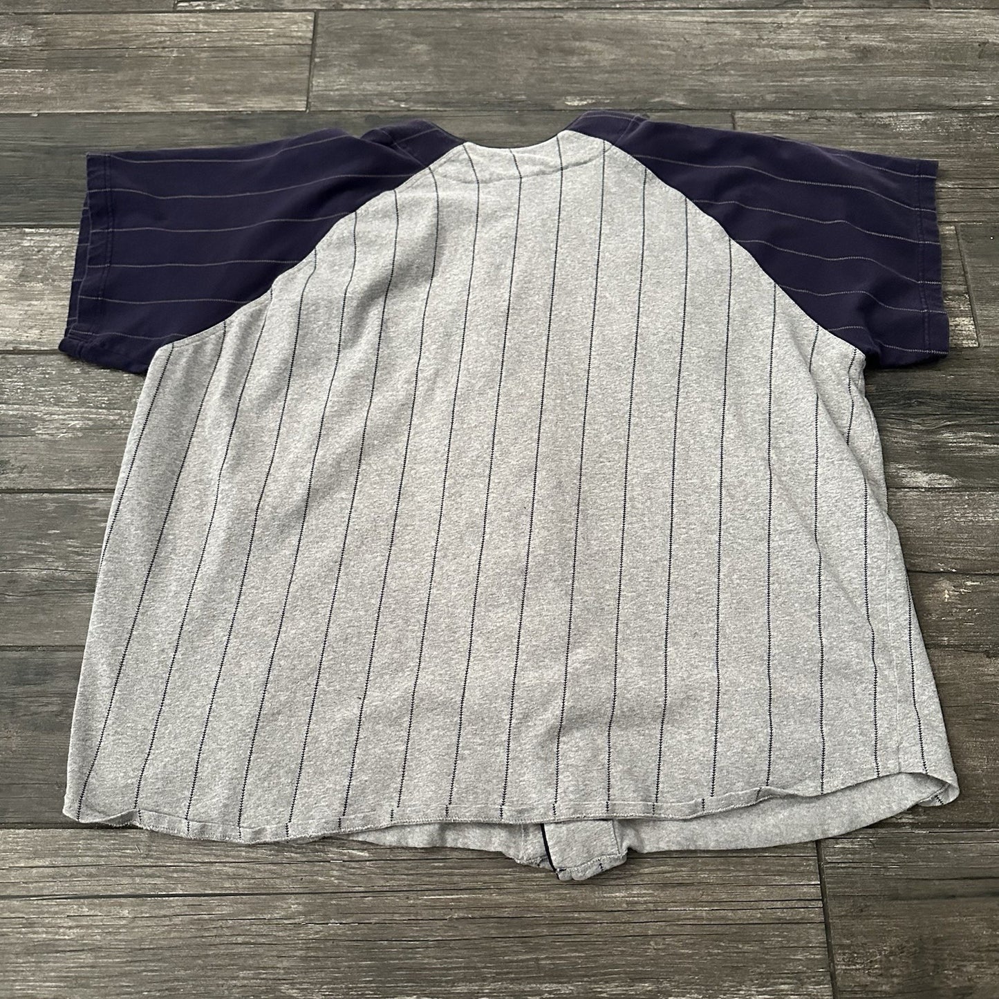 Y2K VTG THE DISNEY STORE GRUMPY BASEBALL JERSEY GREY BLUE STRIPED BUTTON UP 2XL Yesterday's Fits Clothing Fashion Vintage Streetwear Fashion Item