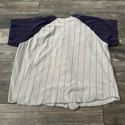 Y2K VTG THE DISNEY STORE GRUMPY BASEBALL JERSEY GREY BLUE STRIPED BUTTON UP 2XL Yesterday's Fits Clothing Fashion Vintage Streetwear Fashion Item