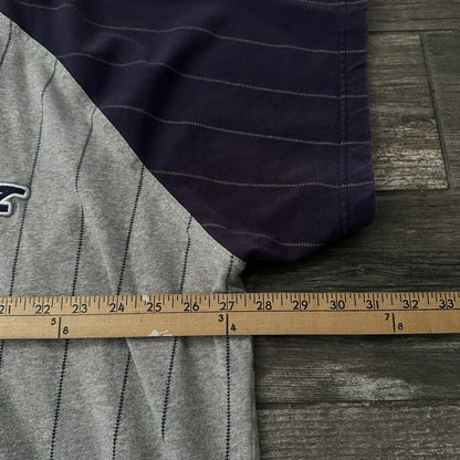Y2K VTG THE DISNEY STORE GRUMPY BASEBALL JERSEY GREY BLUE STRIPED BUTTON UP 2XL Yesterday's Fits Clothing Fashion Vintage Streetwear Fashion Item
