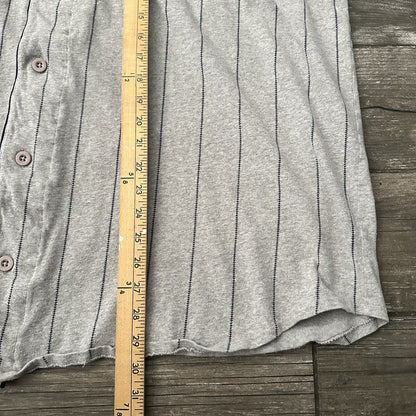 Y2K VTG THE DISNEY STORE GRUMPY BASEBALL JERSEY GREY BLUE STRIPED BUTTON UP 2XL Yesterday's Fits Clothing Fashion Vintage Streetwear Fashion Item