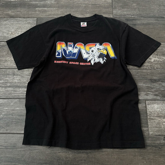 VTG FOTL NASA KENNEDY SPACE CENTER BLACK T-SHIRT TEE EAGLE SHUTTLE SZ L Yesterday's Fits Clothing Fashion Vintage Streetwear Fashion Item