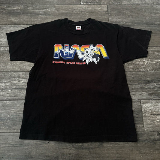 VTG FOTL NASA KENNEDY SPACE CENTER BLACK T-SHIRT TEE EAGLE SHUTTLE SZ L Yesterday's Fits Clothing Fashion Vintage Streetwear Fashion Item